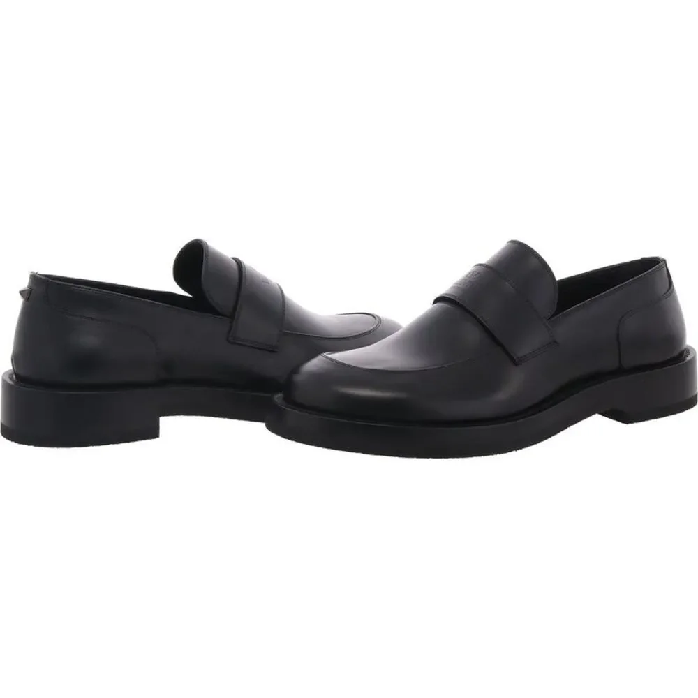 Valentino Garavani Mens Black Leather Loafers New